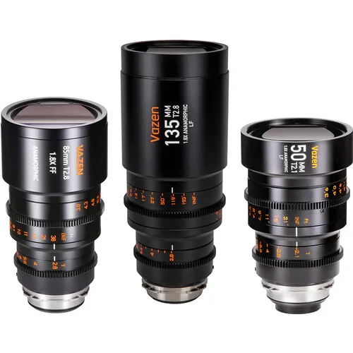 Vazen 1.8x Anamorphic Lens Trio with Protective Hard Case (50mm/85mm/135mm, PL/EF Mounts)